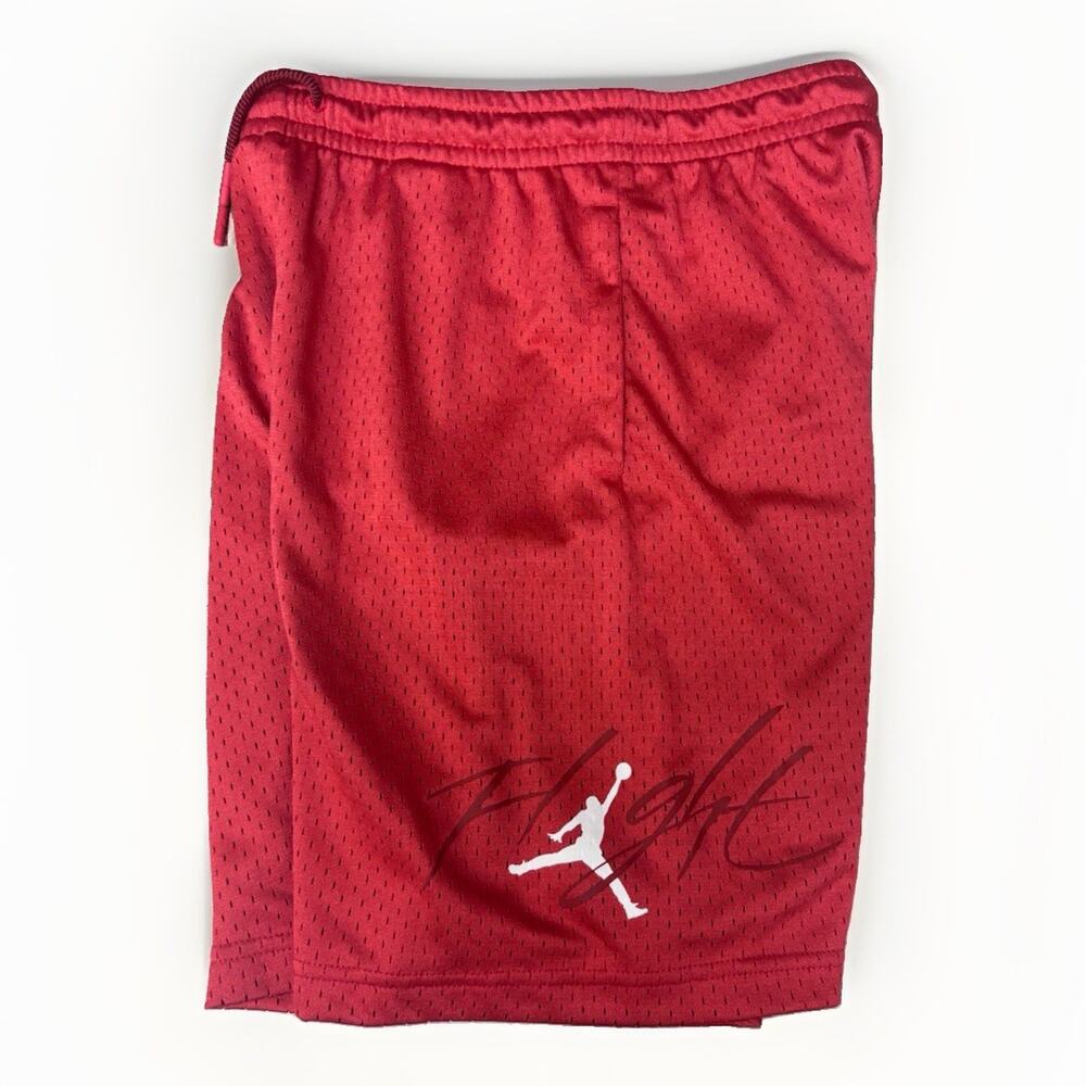 Jordan Boys L 12-13 Red Mesh Basketball Shorts Flight Jumpman Drawstring